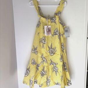 Jessica Simpson Yellow Iris Floral Girl's 4 Fully Lined Gauze Ruffle Sundress